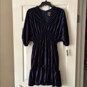 NWT Navy Blue Dress with Sequin Accents
